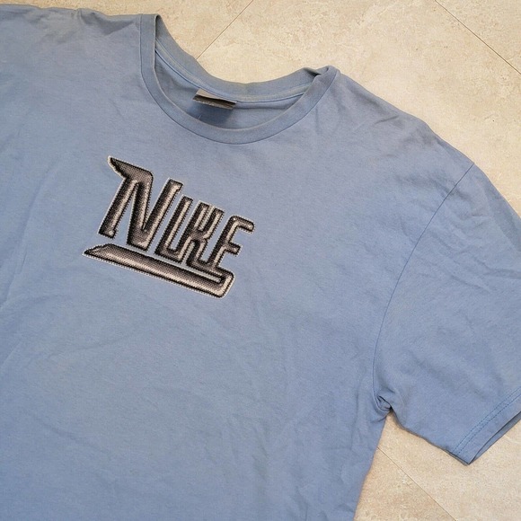 Nike Other - VTG Nike Y2K Mens L Large Spellout Foam Embroidered Logo Silver Tag T Shirt